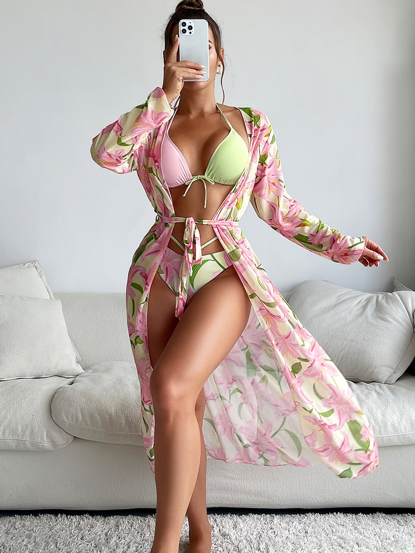 Sexy Floral Print 3 Pcs Bikini Women Swimsuits-Swimwear-Floral-S-Free Shipping Leatheretro