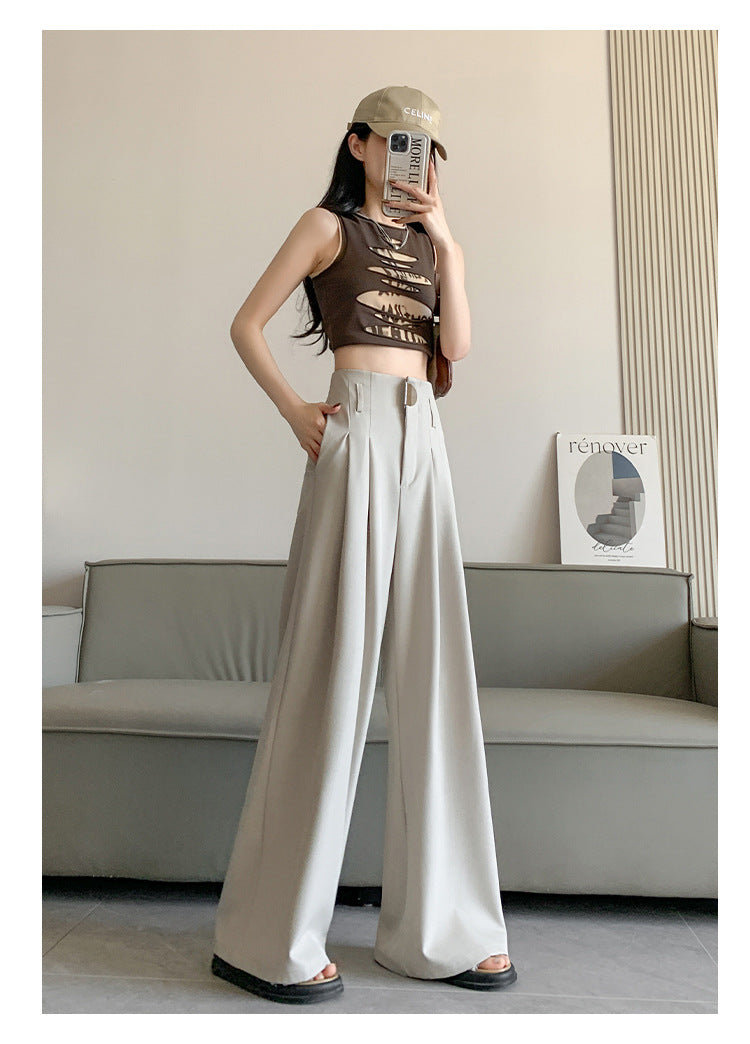 Casual High Waist Loose Long Straight Pants-Pants-Black-S-Free Shipping Leatheretro