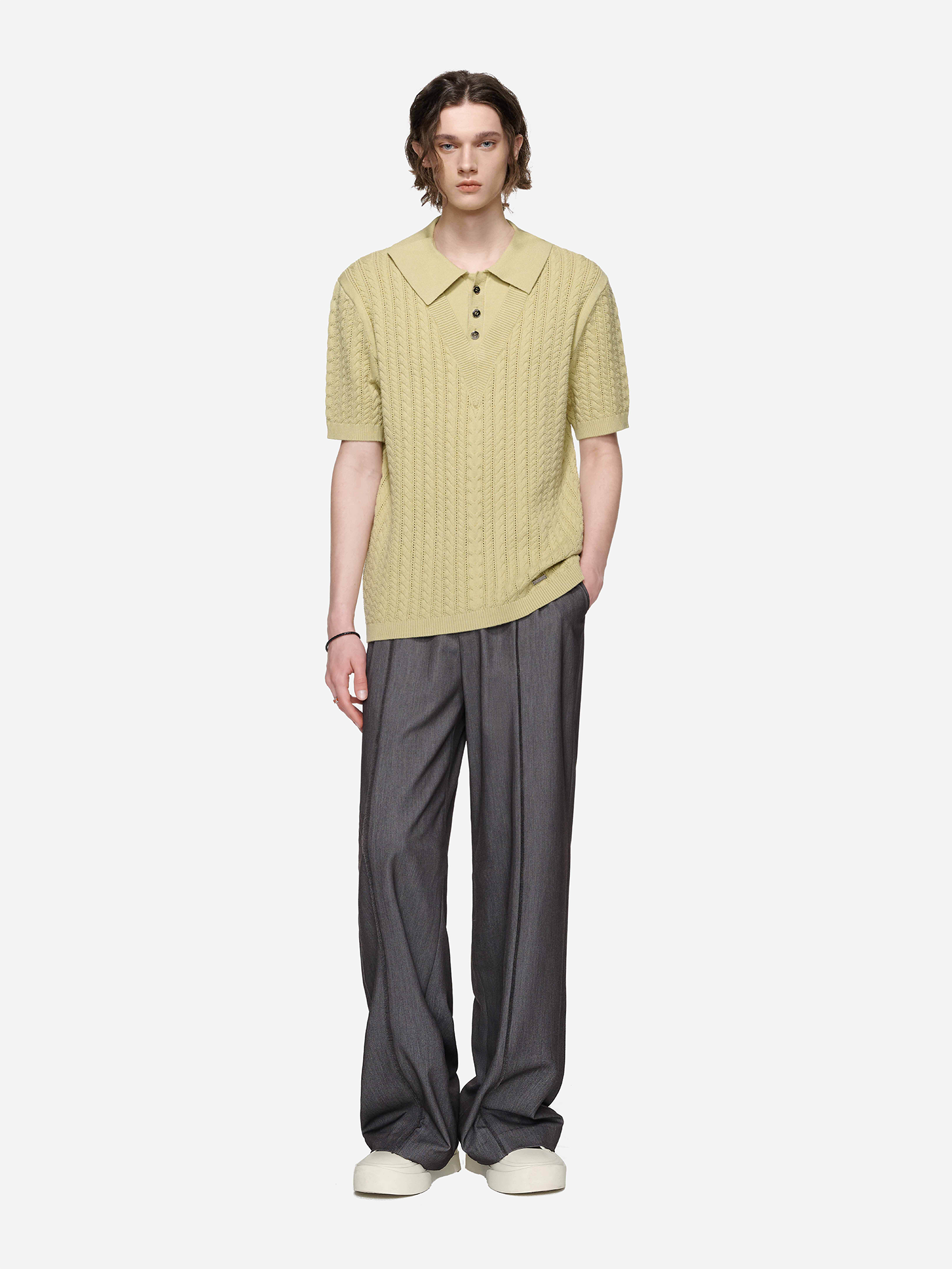 TIWILLTANG Layered Cable-Knit Openwork T Shirt-T Shirt-S-Free Shipping Leatheretro