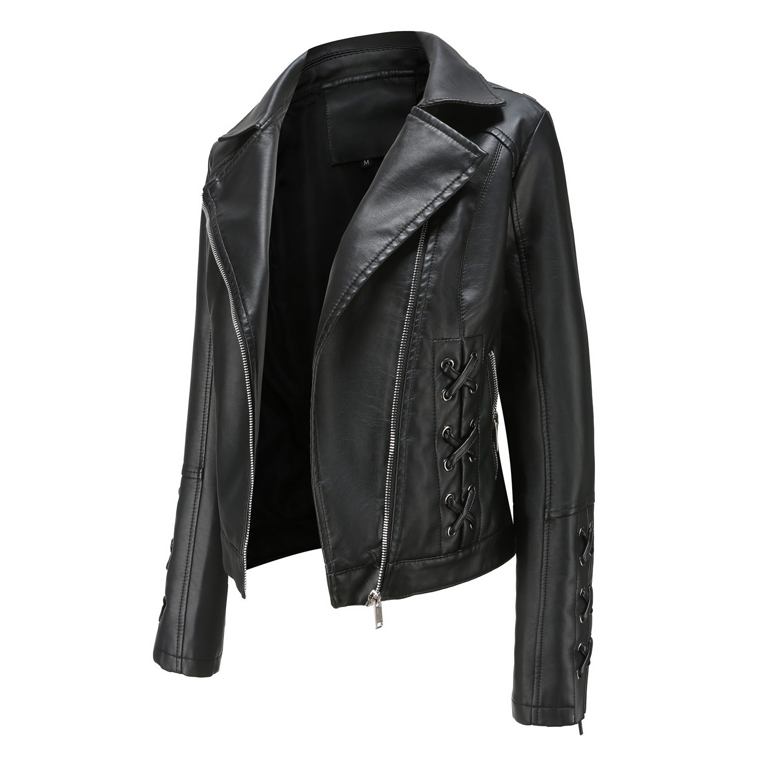 Women's Fashion Faux Leather Jacket-black-S-Free Shipping Leatheretro