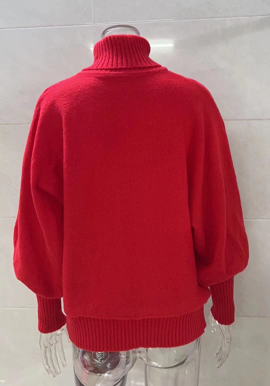 Casual High Neck Winter Loose Knitted Sweaters-Sweater&Hoodies-Red-S-Free Shipping Leatheretro