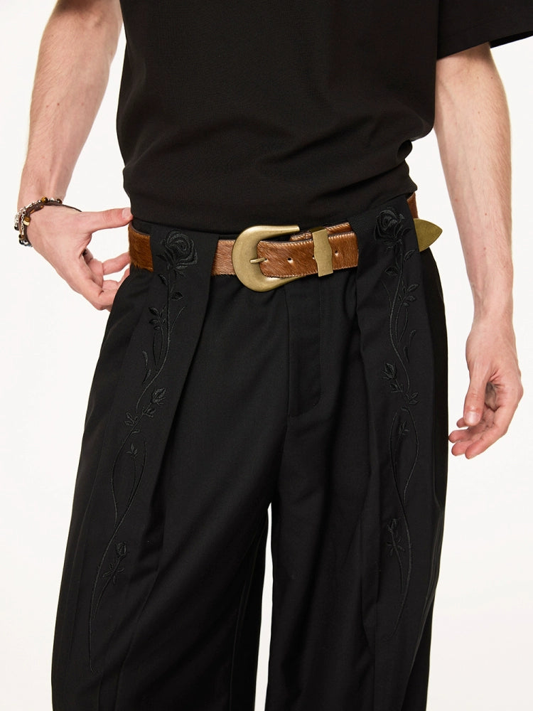 KREATE High-Waisted Wide-Leg Trousers-Black-S-Free Shipping Leatheretro