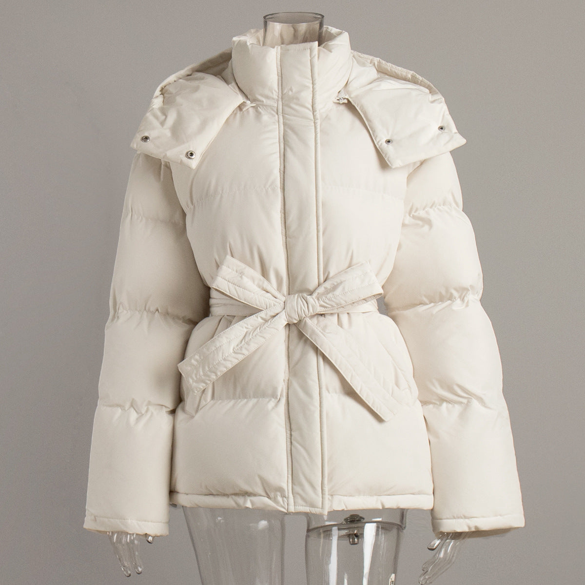 Casual Winter Zipper Cotton Jacket Coats for Women-Outerwear-Ivory-S-Free Shipping Leatheretro