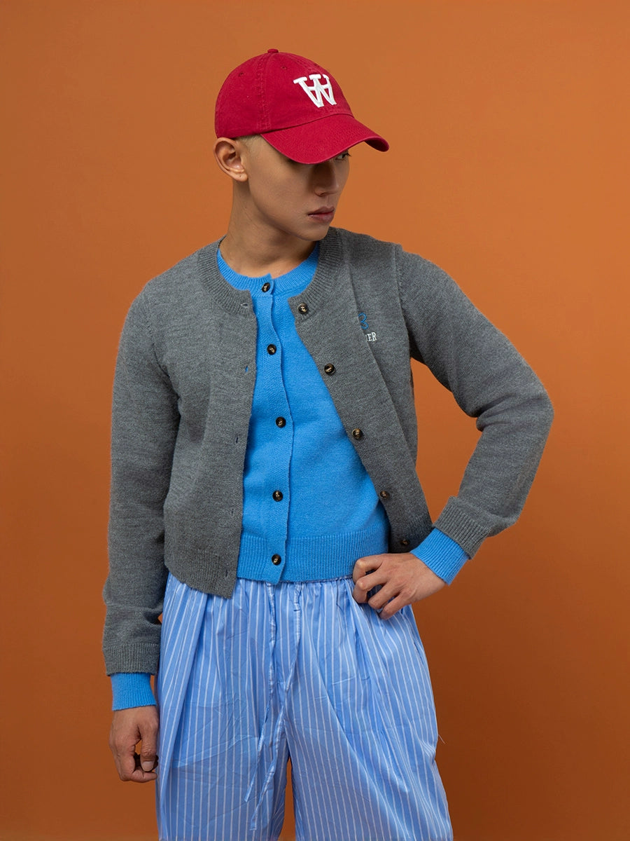 CLP Men's Two-Tone Layered Knit Cardigan Sweater-Cardigan Tops-Gray-S-Free Shipping Leatheretro