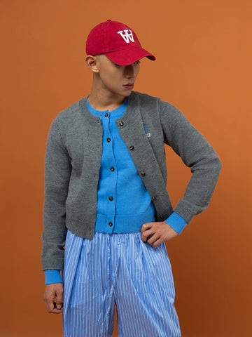 CLP Men's Two-Tone Layered Knit Cardigan Sweater-Cardigan Tops-Gray-S-Free Shipping Leatheretro