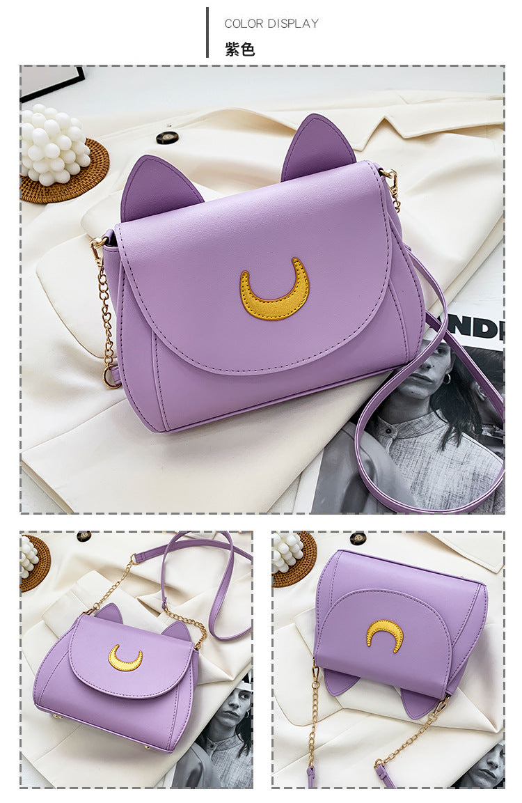 Sailor Moon Inspired Cute Cat Shoulder Bag-White-Free Shipping Leatheretro