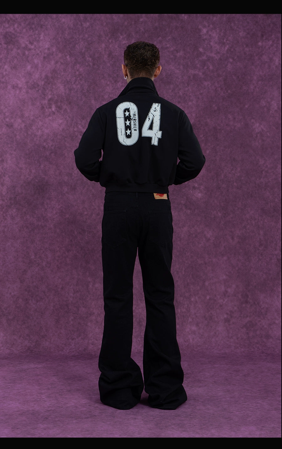 CLP Men's Extra Long Flared Denim Jeans-Black-S-Free Shipping Leatheretro