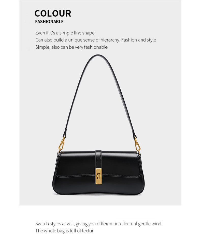 Designer Leather Baguette Bag-Handbags-Black-Free Shipping Leatheretro