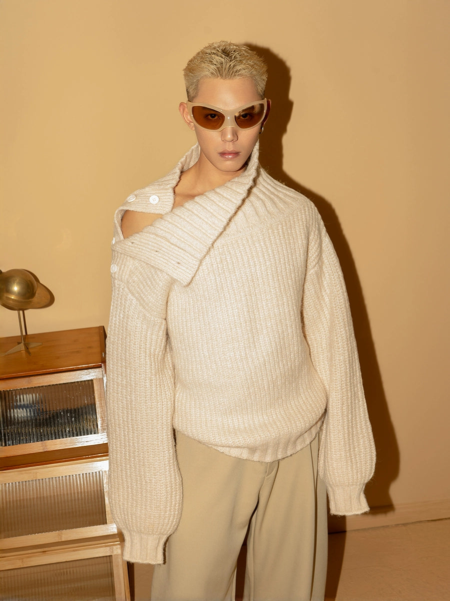 CLP Men's Apricot Cable-Knit Turtleneck Sweater-Apricot-S-Free Shipping Leatheretro