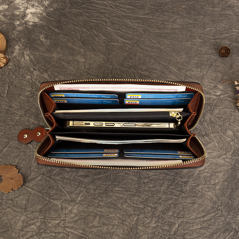 Genuine Top-Grain Leather Women's Wallet-Handbags, Wallets & Cases-brown-Free Shipping Leatheretro