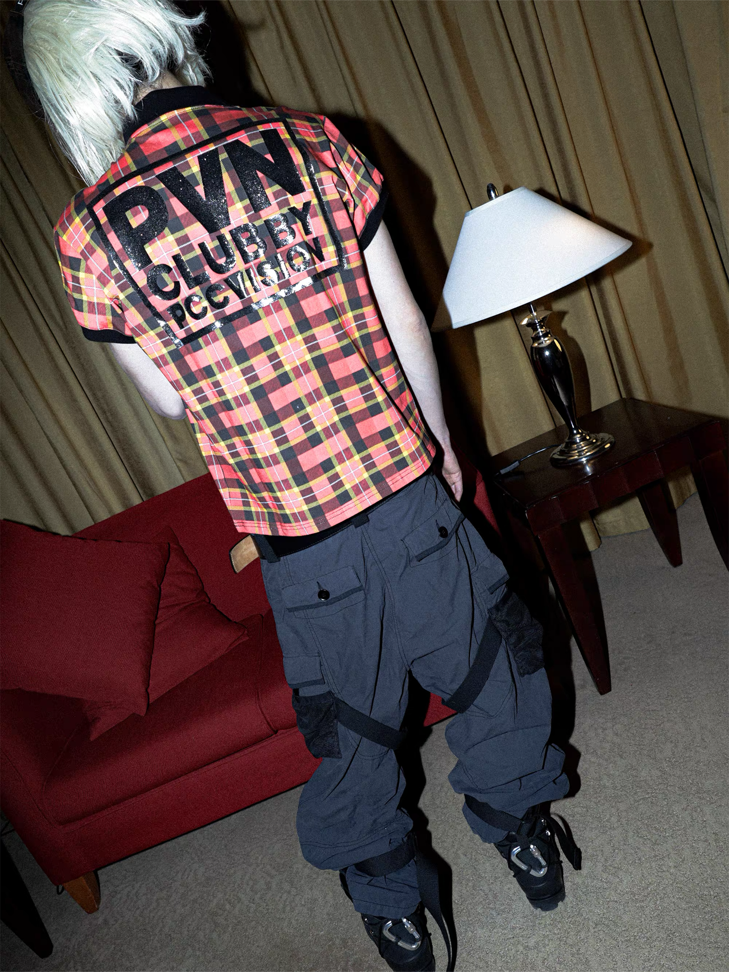 PCCVISION Plaid Glitter Graphic Polo T Shirt-T Shirt-S (Preorder)-Free Shipping Leatheretro
