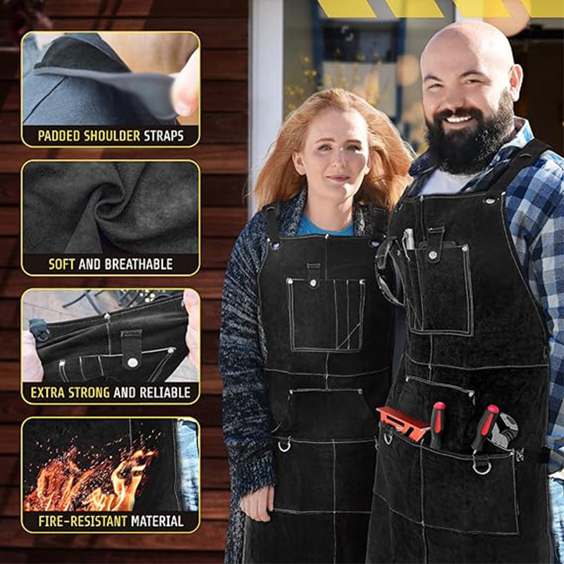 Flame-Resistant & Waterproof Work Apron-Apron-Brown-Free Shipping Leatheretro