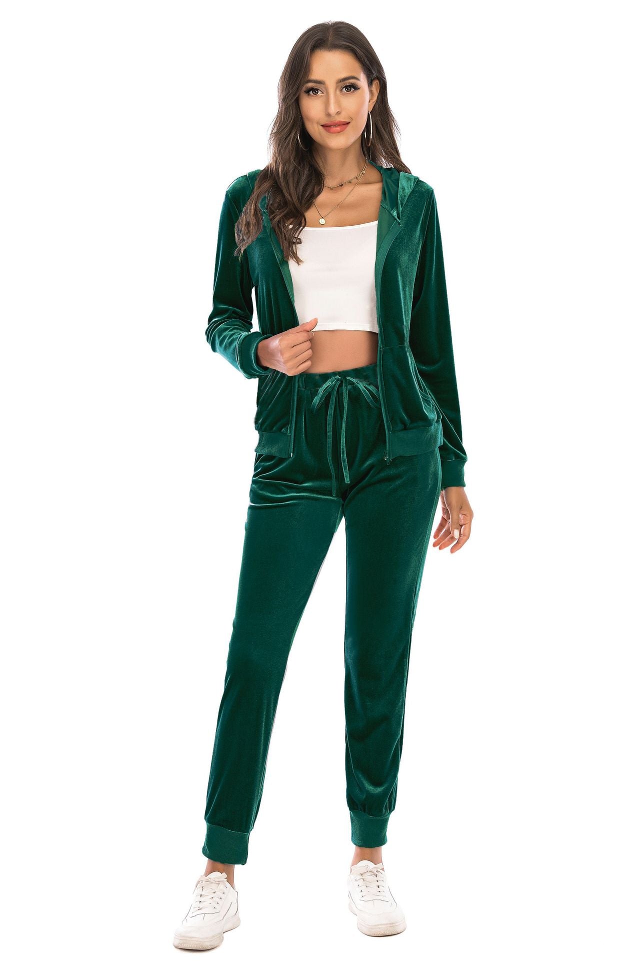Fashion Casual Spring Sports Suits for Women-Sports Suits-Green-S-Free Shipping Leatheretro