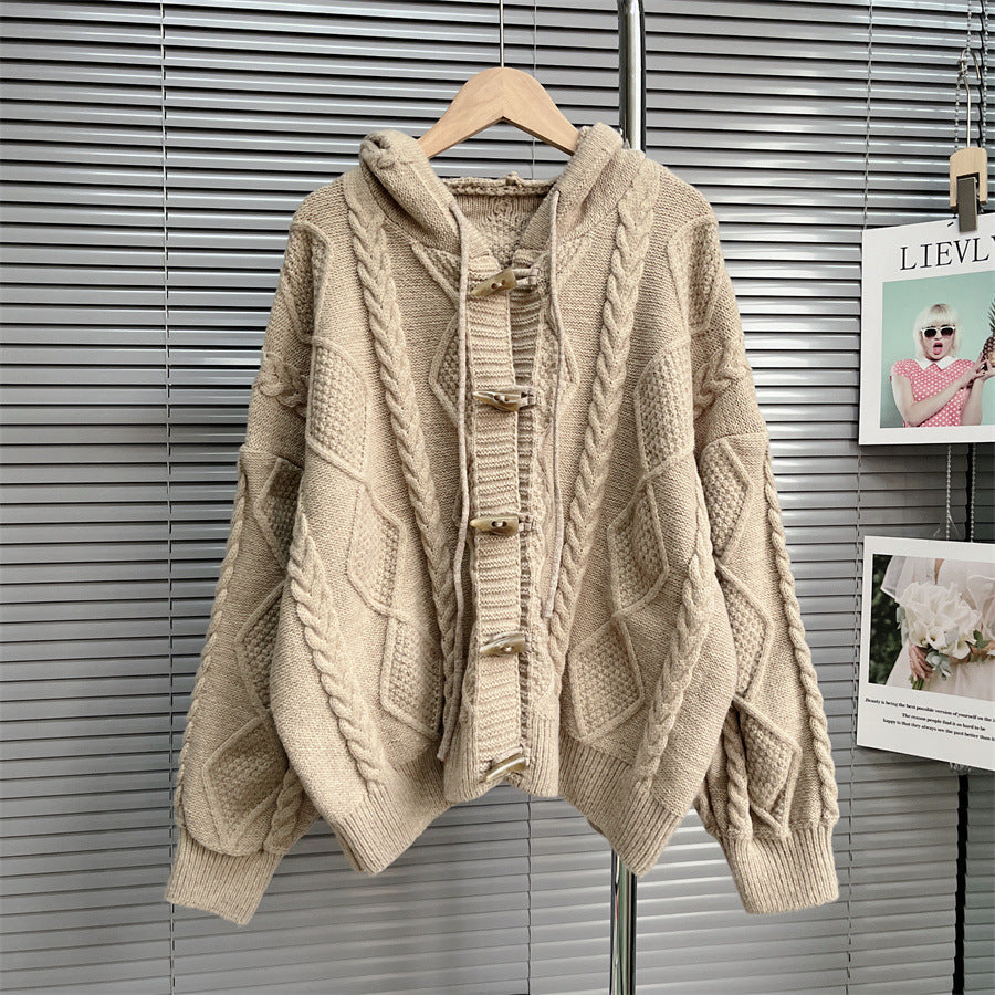 Soft Lazy Knitted Women Cardigan Sweaters-Sweater&Hoodies-Khaki-One Size-Free Shipping Leatheretro