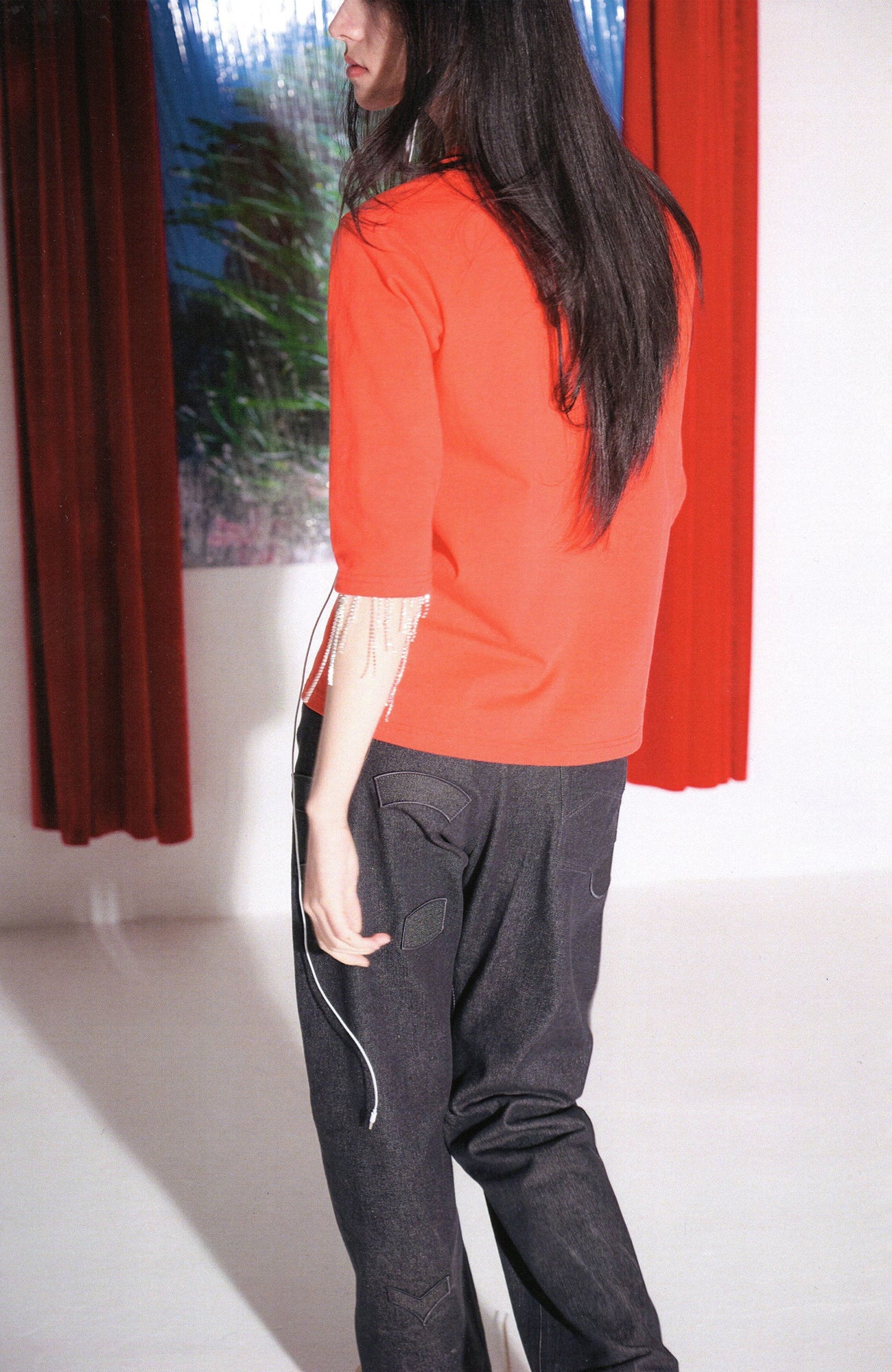 URBAN+FOREST Minimal Patch Straight-Leg Denim-Jeans-S-Green-Free Shipping Leatheretro