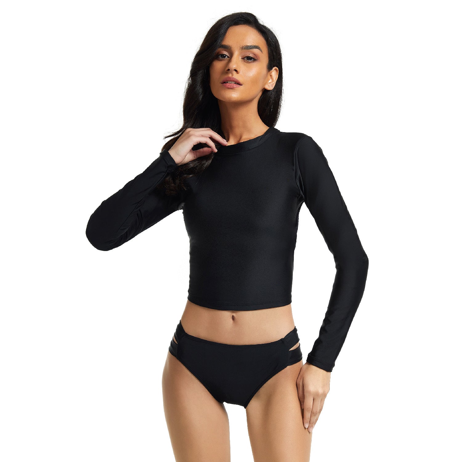 Sexy Long Sleeves Black Diving Wetsuits for Women-Swimwear-Black-S-Free Shipping Leatheretro