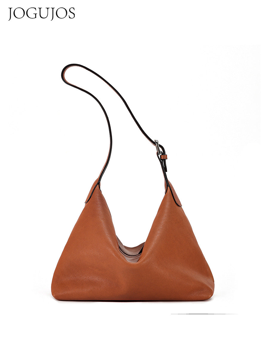Vegetable-Tanned Leather Shoulder Bag-Brown-Free Shipping Leatheretro