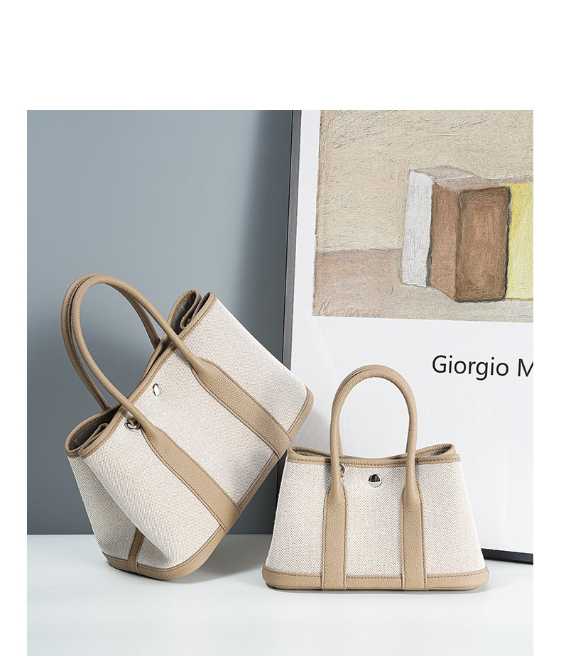 Women's Genuine Leather Tote Bag-Handbags-Khaki 30CM-Free Shipping Leatheretro