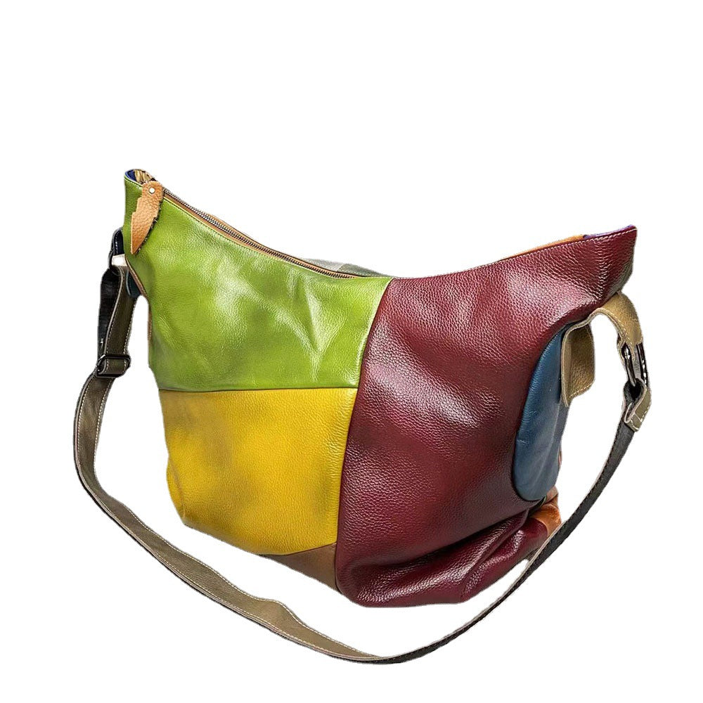 Large Genuine Leather Crossbody Sling Bag-Colorful-Free Shipping Leatheretro