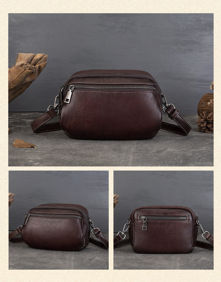 Vintage Distressed Leather Shoulder Bag-Handbags-Brown-Free Shipping Leatheretro