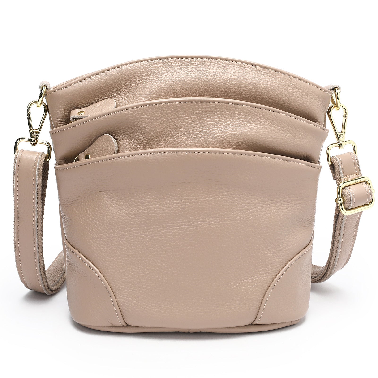 First-layer cowhide shoulder bag, soft cowhide bag, large-capacity genuine leather women's bucket bag.-Handbags-apricot-19.5cm*9.5cm*21cm-Free Shipping Leatheretro