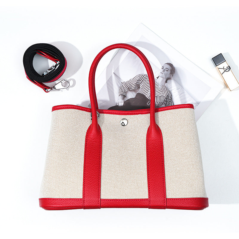 Women's Genuine Leather Tote Bag-Handbags-Big red 30CM-Free Shipping Leatheretro