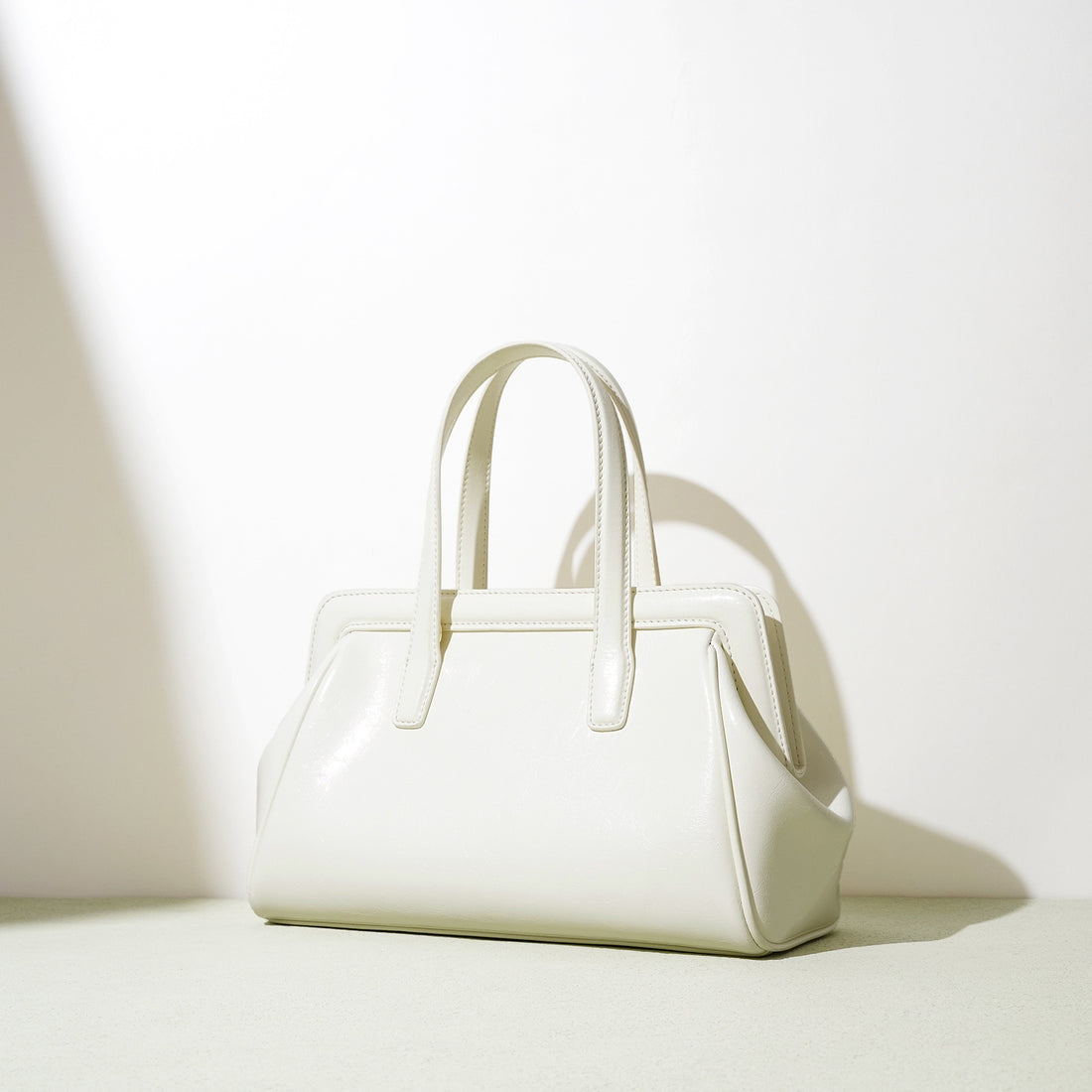 Minimalist Vintage Waxed Leather Crossbody Bag-handbags-Milkshake White-Free Shipping Leatheretro