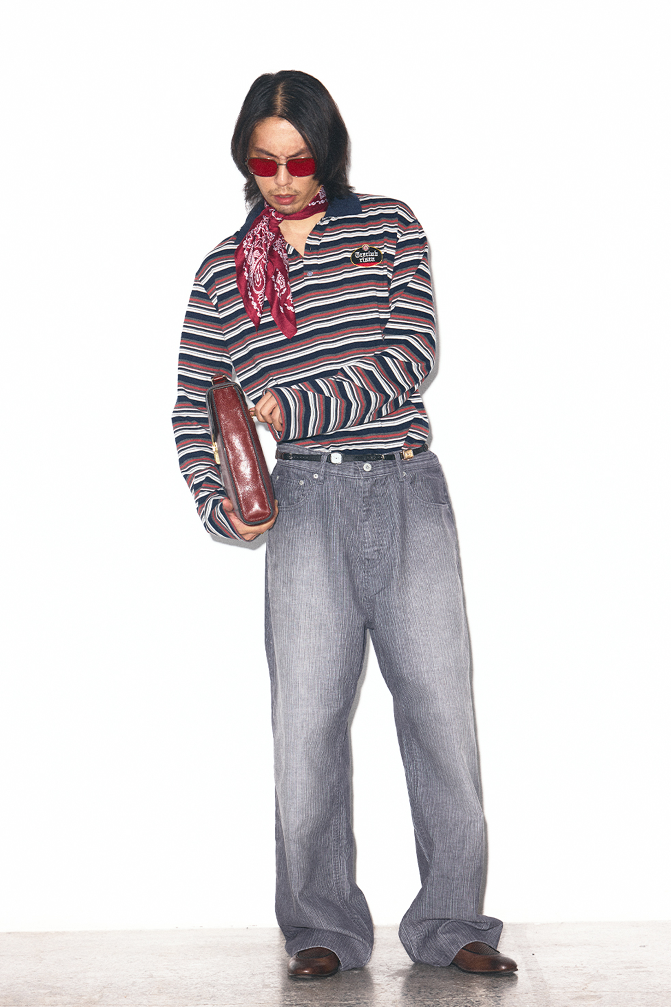 TRECLUB Washed Striped Straight-Leg Jeans-Jeans-S (Preorder)-Blue-Free Shipping Leatheretro