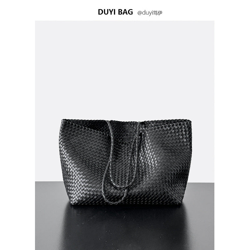 Handwoven Tote Bag – Large Capacity Genuine Leather Shoulder Bag-Green-Free Shipping Leatheretro