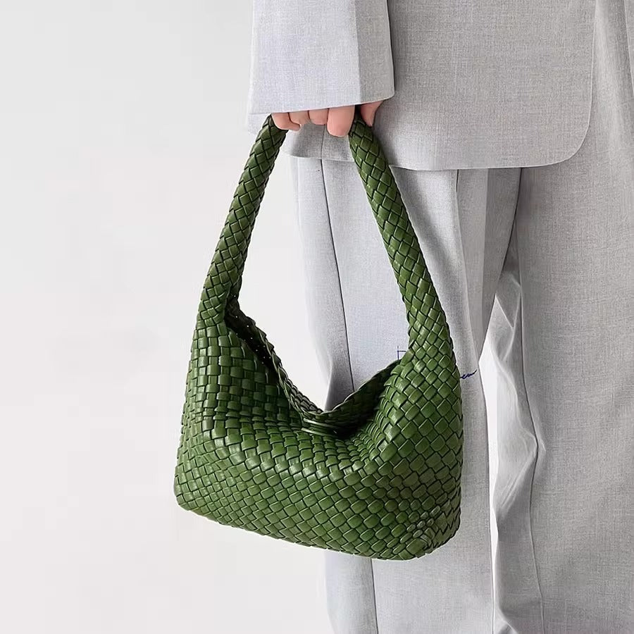 Handwoven Faux Leather Women's Bag – Stylish Crossbody Handbag-Avocado green + change purse-Free Shipping Leatheretro