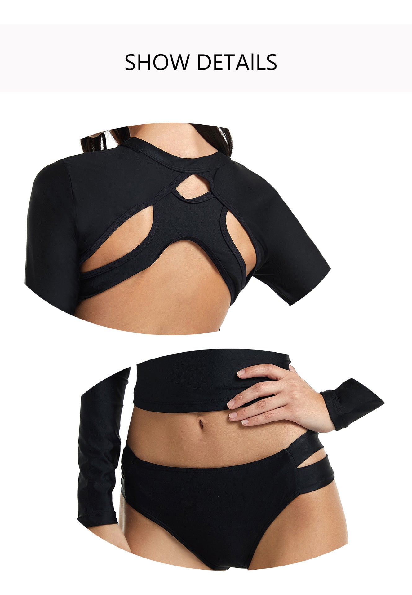 Sexy Long Sleeves Black Diving Wetsuits for Women-Swimwear-Black-S-Free Shipping Leatheretro