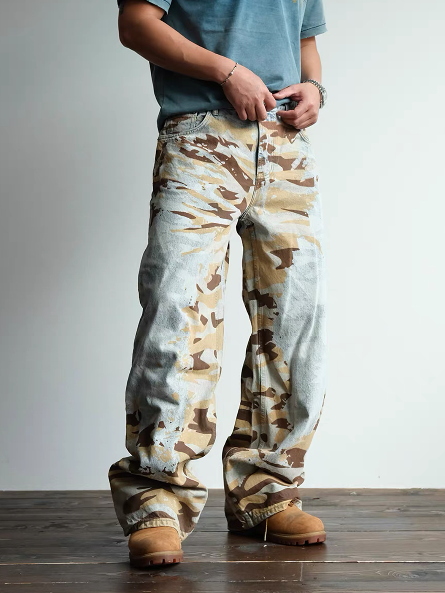 NEIGBORL Retro Washed Camo Jeans-Jeans-S / 30"-Free Shipping Leatheretro