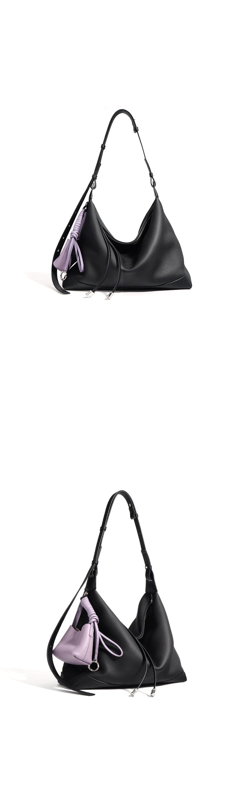 Minimalist Large Capacity Tote Bag-Shoulder Bags-black and purple-Free Shipping Leatheretro