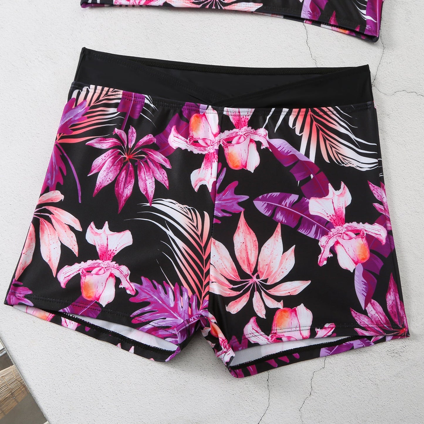 Sexy Floral Print Summer Boxer Swimsuits-Swimwear-Purple-S-Free Shipping Leatheretro