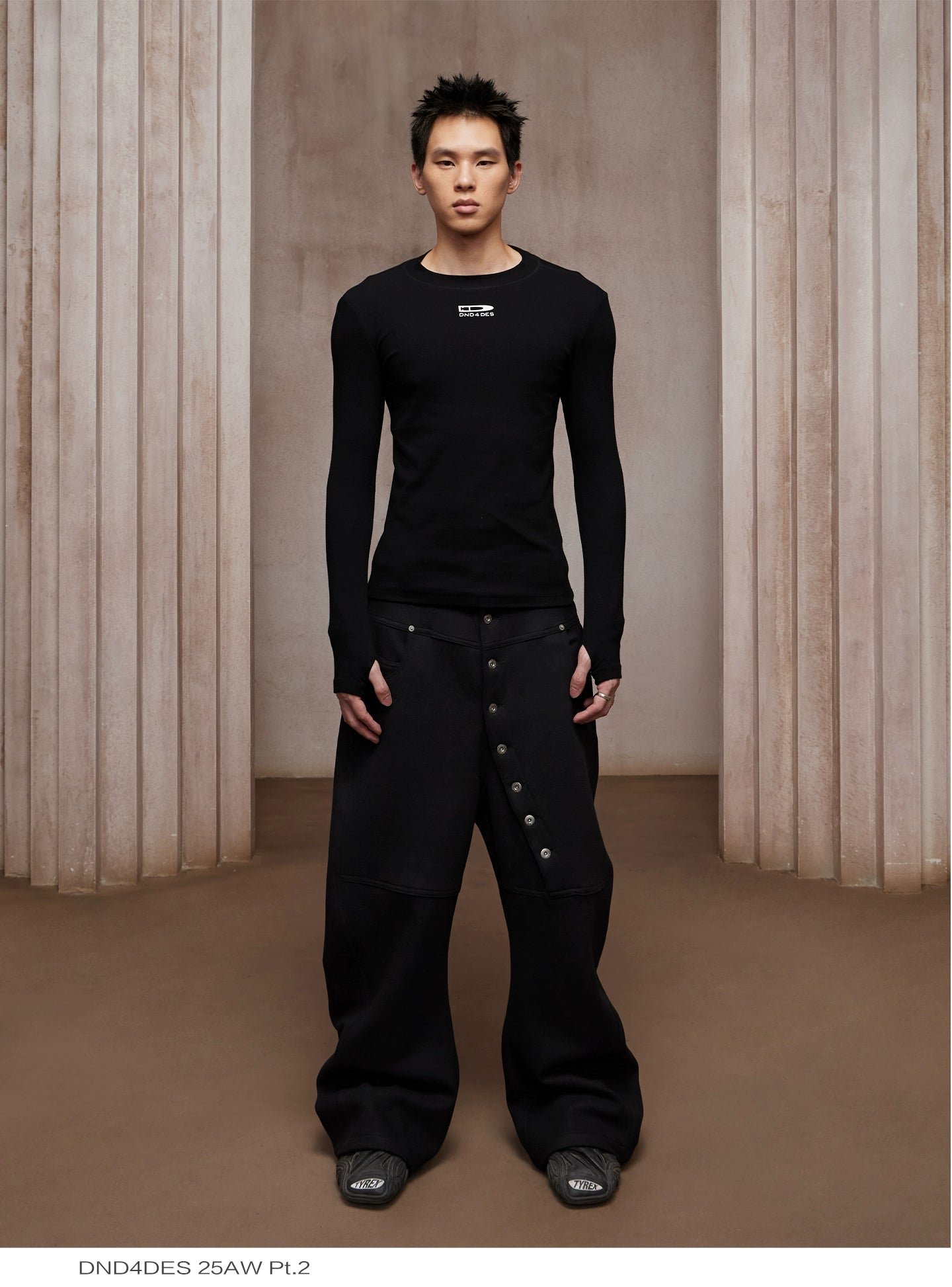 DND4DES Men's Long Sleeve T-Shirt - Ribbed Stretch Fit-Black-S-Free Shipping Leatheretro