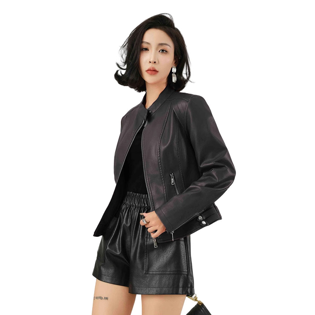 Women's Fashion PU Leather Jacket-Red-S-Free Shipping Leatheretro