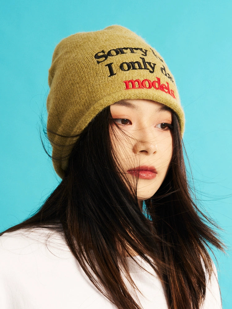 WCC Sorry Boys I Only Date Models Knitted Beanie-Black-Free Size for All-Free Shipping Leatheretro