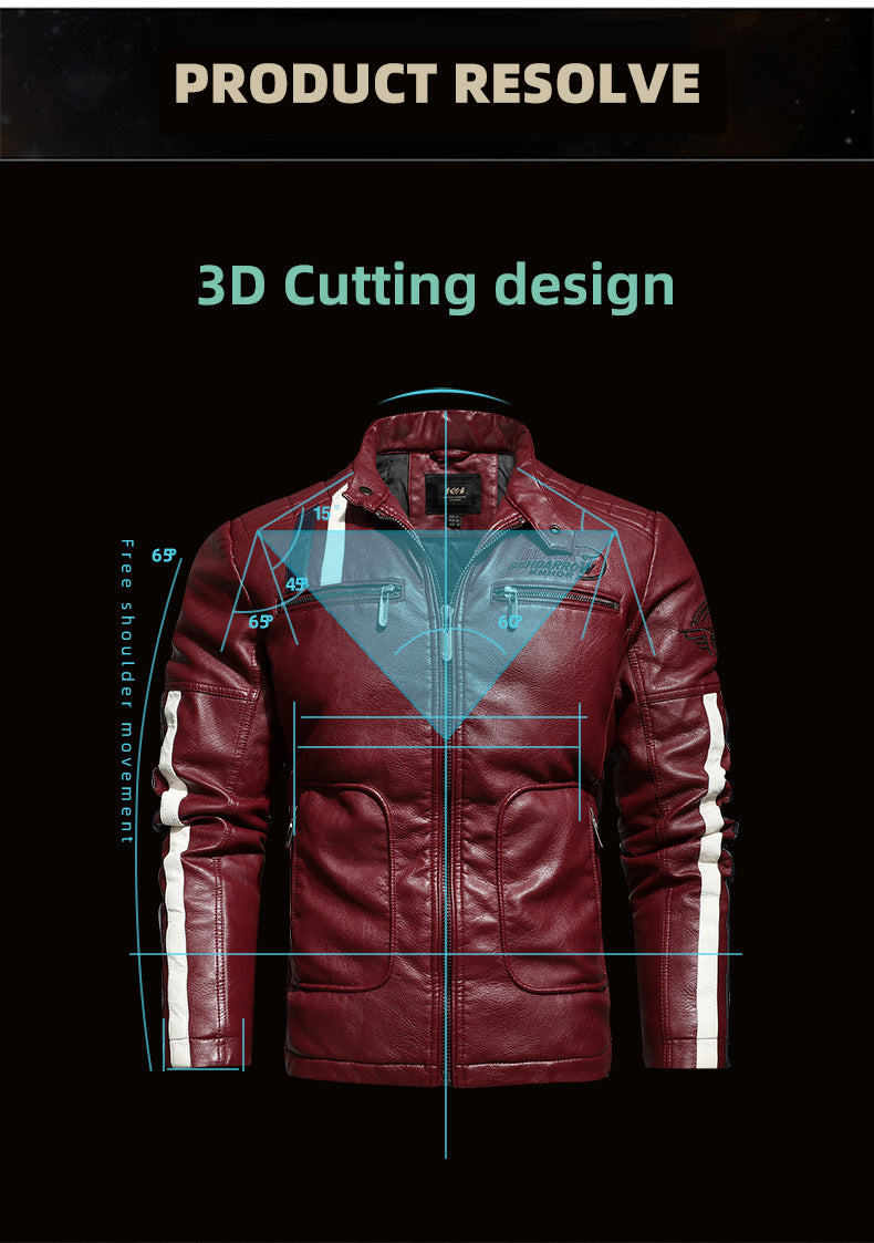 Men's Winter Motorcycle Faux Leather Jacket-red-EUR S-Free Shipping Leatheretro