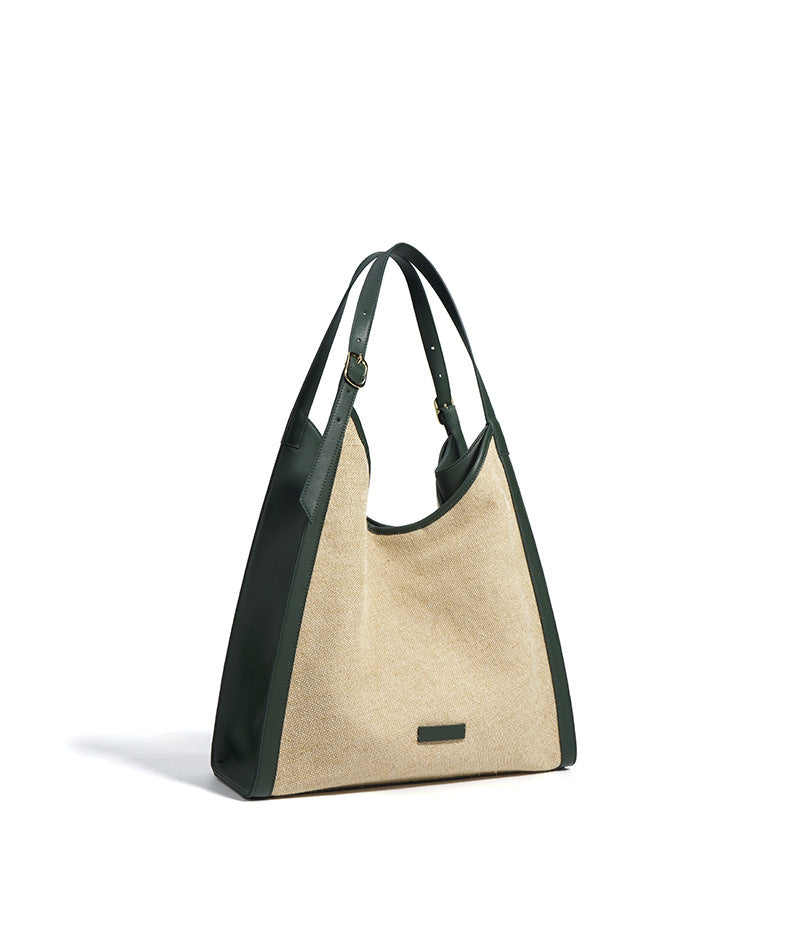 Oversized Boho Cotton Linen Tote Bag – Minimalist Shoulder Bag for Women-flax brown-Free Shipping Leatheretro