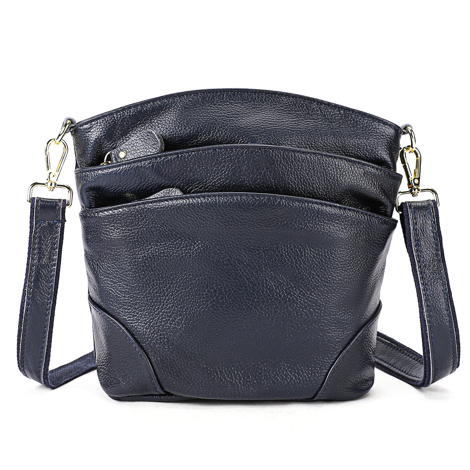 First-layer cowhide shoulder bag, soft cowhide bag, large-capacity genuine leather women's bucket bag.-Handbags-dark blue-19.5cm*9.5cm*21cm-Free Shipping Leatheretro