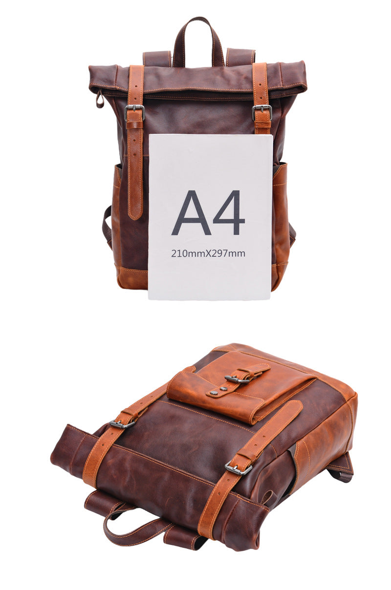 Vintage Men's Backpack – Full-Grain Vegetable-Tanned Leather Rucksack-Backpack-Coffee-Free Shipping Leatheretro