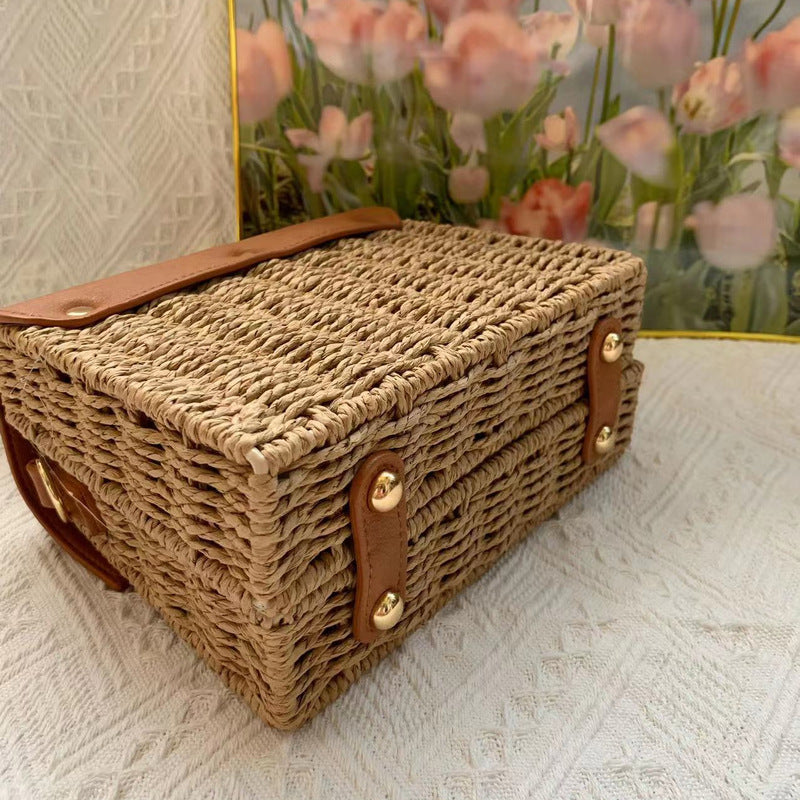 Women's Small Square Crossbody Bag-Khaki-Free Shipping Leatheretro