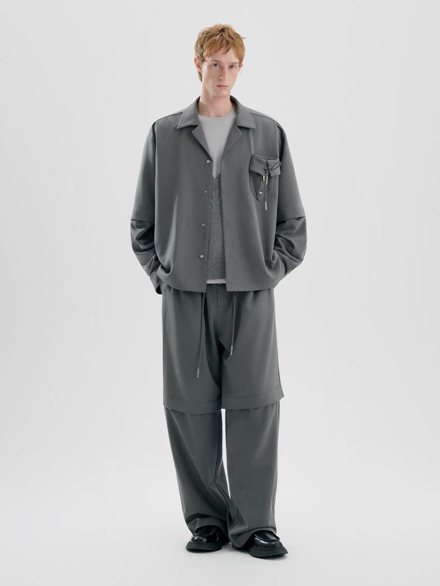 TIWILLTANG Detachable Drawstring Straight-Leg Pants-Pants-S-White-Free Shipping Leatheretro