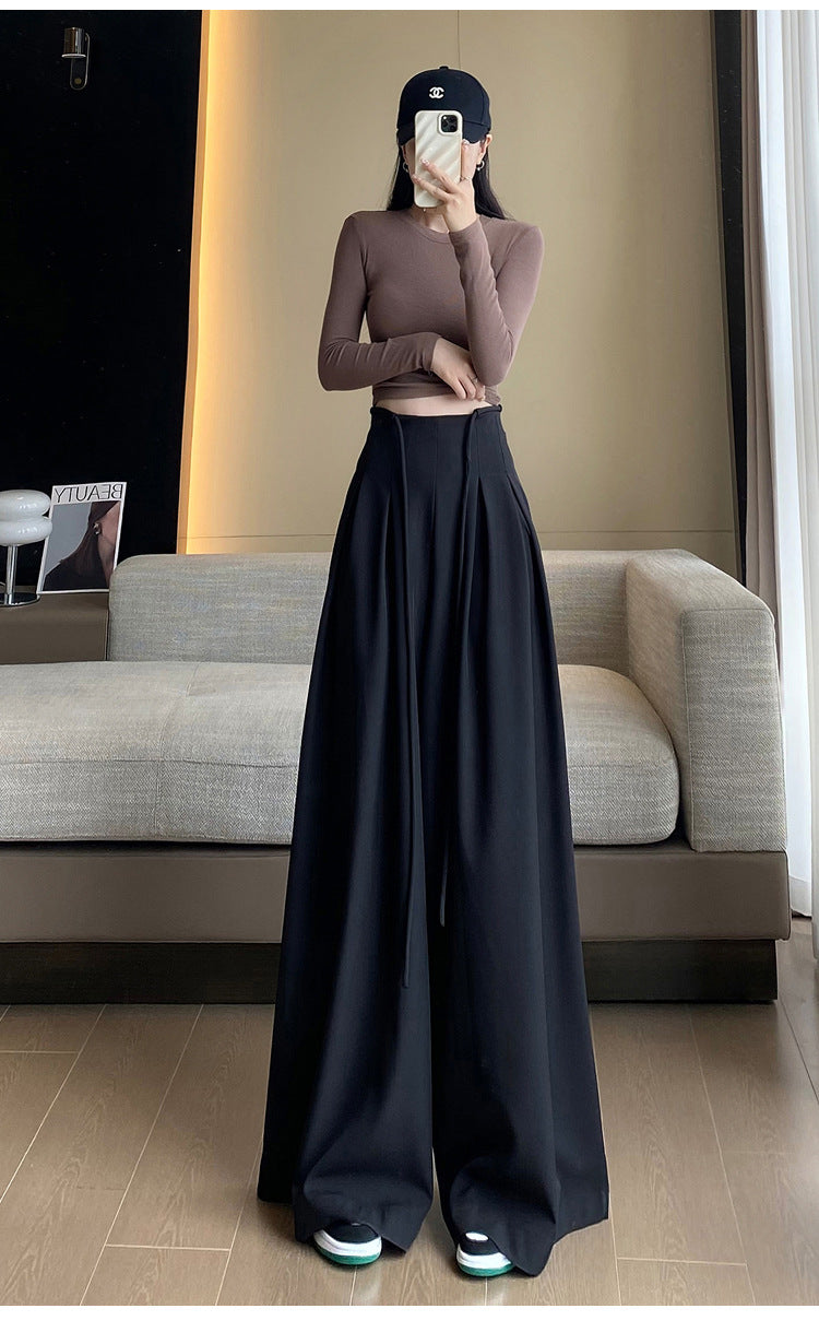 Designed High Waist Wide Legs Straight Pants-Pants-Black-S-Free Shipping Leatheretro