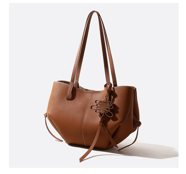 Women's Genuine Leather Tote Bag-Shoulder Bags-black-Free Shipping Leatheretro