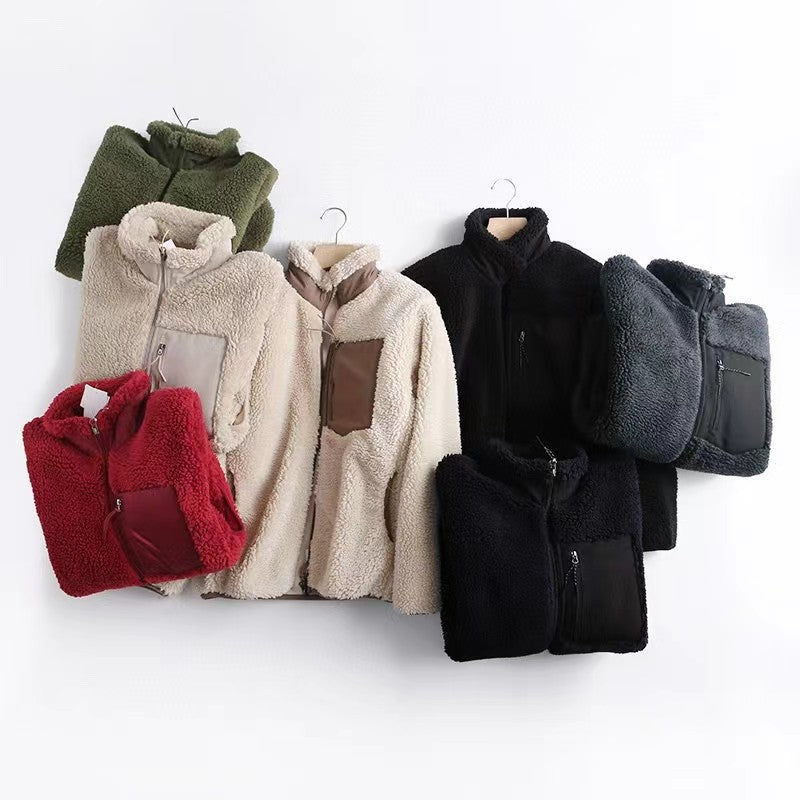 Casual Women and Men Winter Fleece Jacket Coats-Outerwear-Coffee-S-Free Shipping Leatheretro