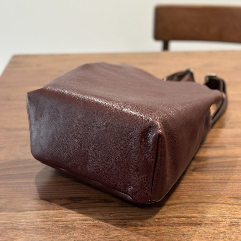 Genuine Top-Grain Leather Backpack – Stylish & Spacious Travel-Warm brown-Free Shipping Leatheretro