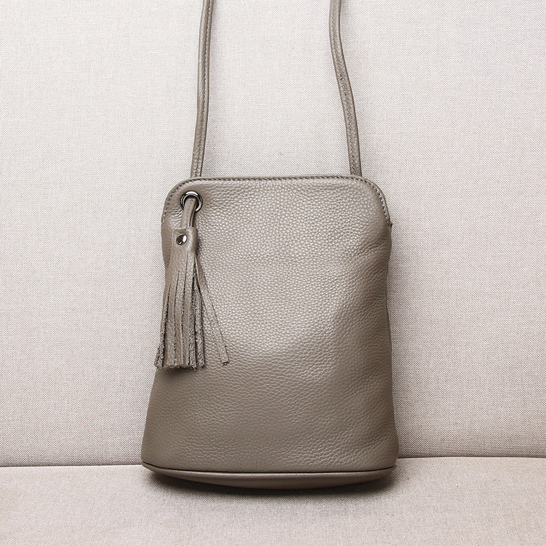 Women's Soft Genuine Leather Bucket Bag-Black Small-Free Shipping Leatheretro