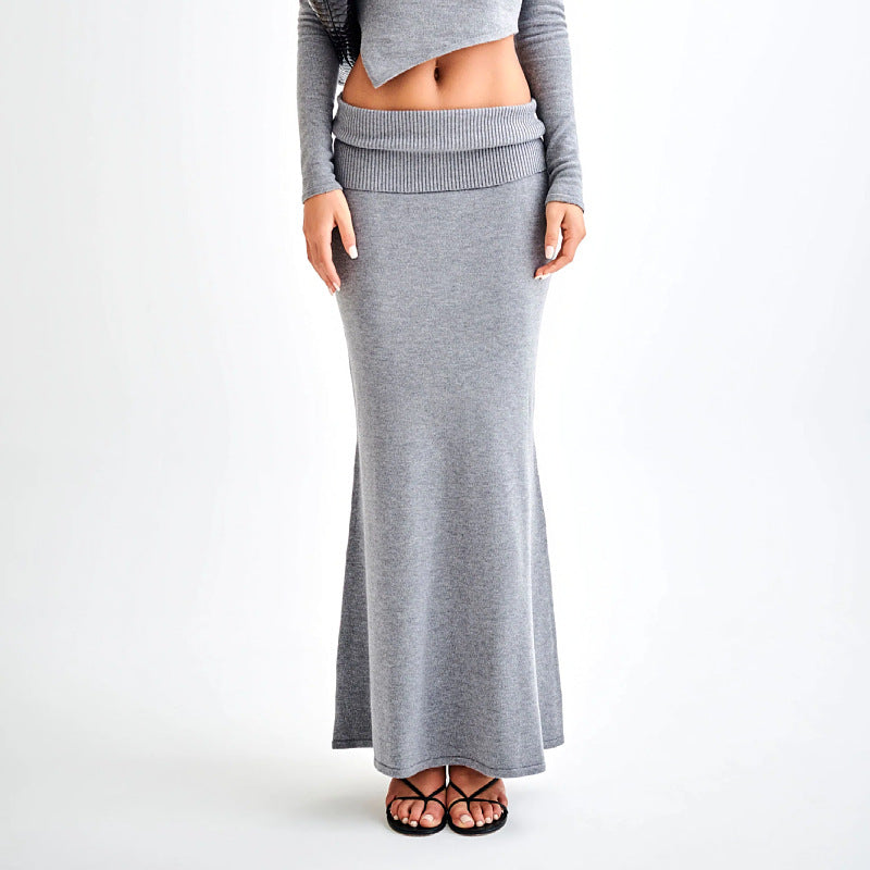 Fashion Women Knitted Skirts-Skirts-Gray-S-Free Shipping Leatheretro