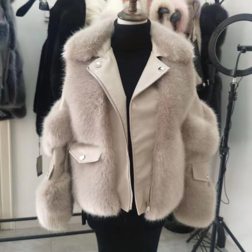 Fashion Faux Fur Ladies Jacket Coats-Coats & Jackets-奶茶色-M 50-55kg-Free Shipping Leatheretro